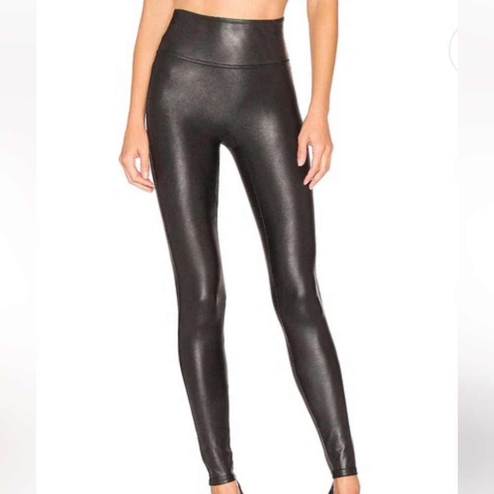 Spanx Black High-Waisted Faux Leather Leggings